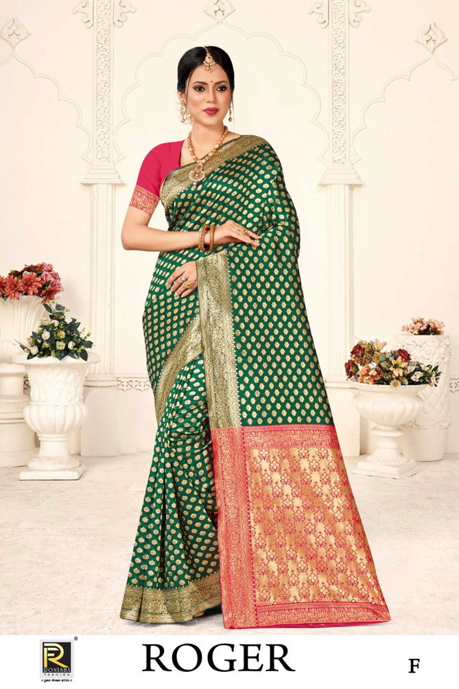 Roger By Ronisha Banarasi Silk Designer Wholesale Saree in India
